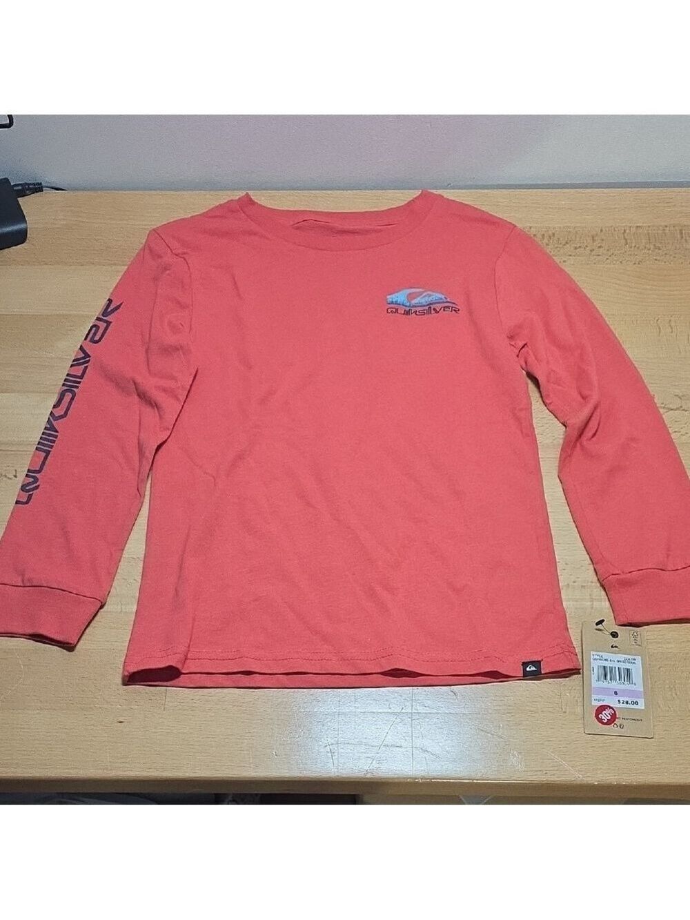SKU 1829 Quiksilver Pink Long Sleeve Tee with Graphic Design